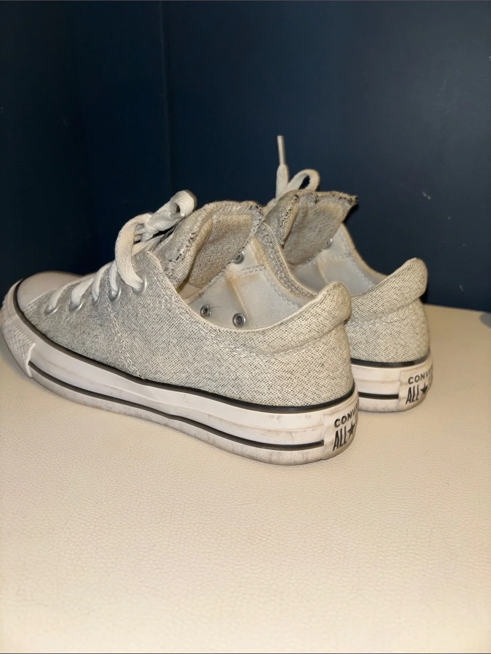Converse Grey Canvas Low-Top Sneakers with White Laces